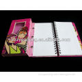 Colorful notebook with separate cover and spiral